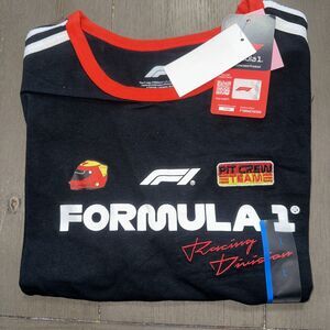 Womens Formula 1 Short Sleeve Graphic Baby T-Shirt - Black. Size Large. New. AA